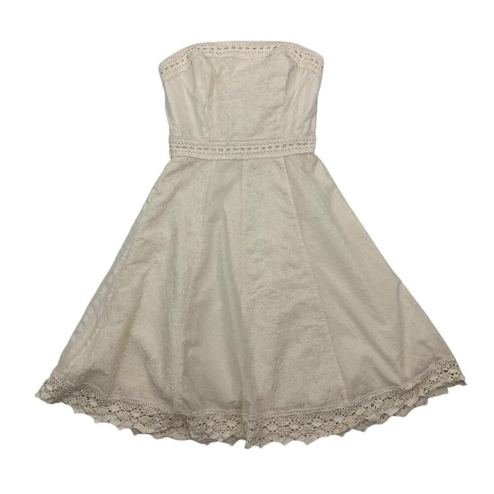 White House Black Market Cream Strapless Dress
